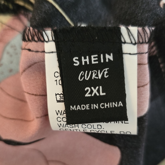 SHEIN Clasi Plus Floral Print Bow Front Shirred Split Thigh Dress 2XL - Picture 10 of 11